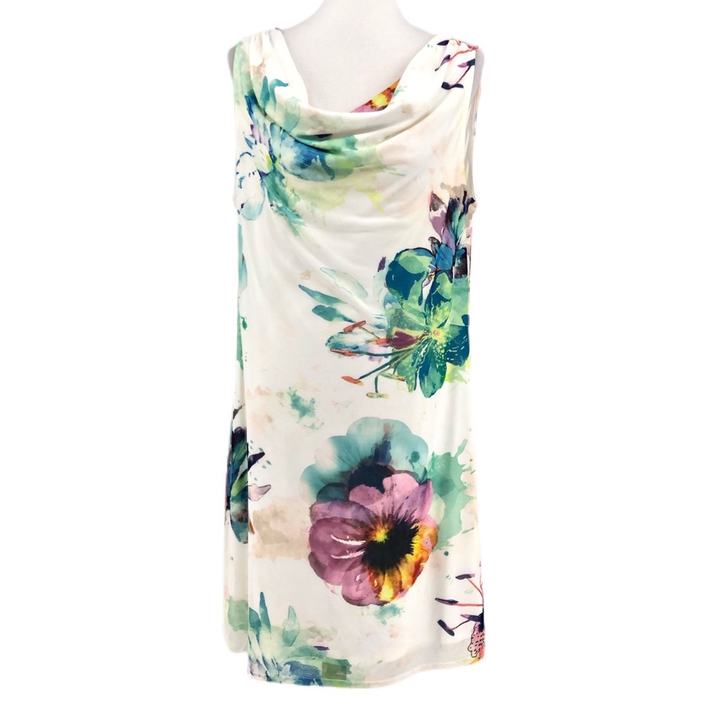 Smash! White Water Color Floral Print Sheath Dress